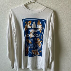 Adidas White Shirt with Blue and Orange Koi Fish Shirt